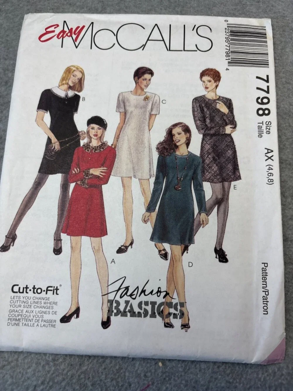 McCalls 7798 Misses Dress Sewing Pattern Size 4-6-8 Uncut 1995